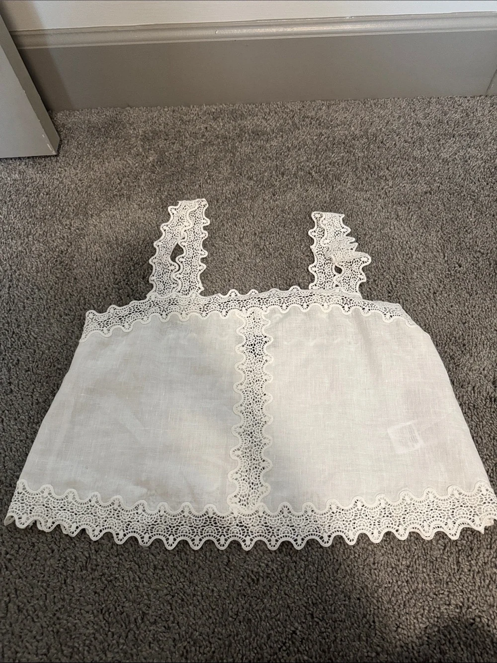 J. Crew White Lace-Trim Cropped Camisole - 100% linen